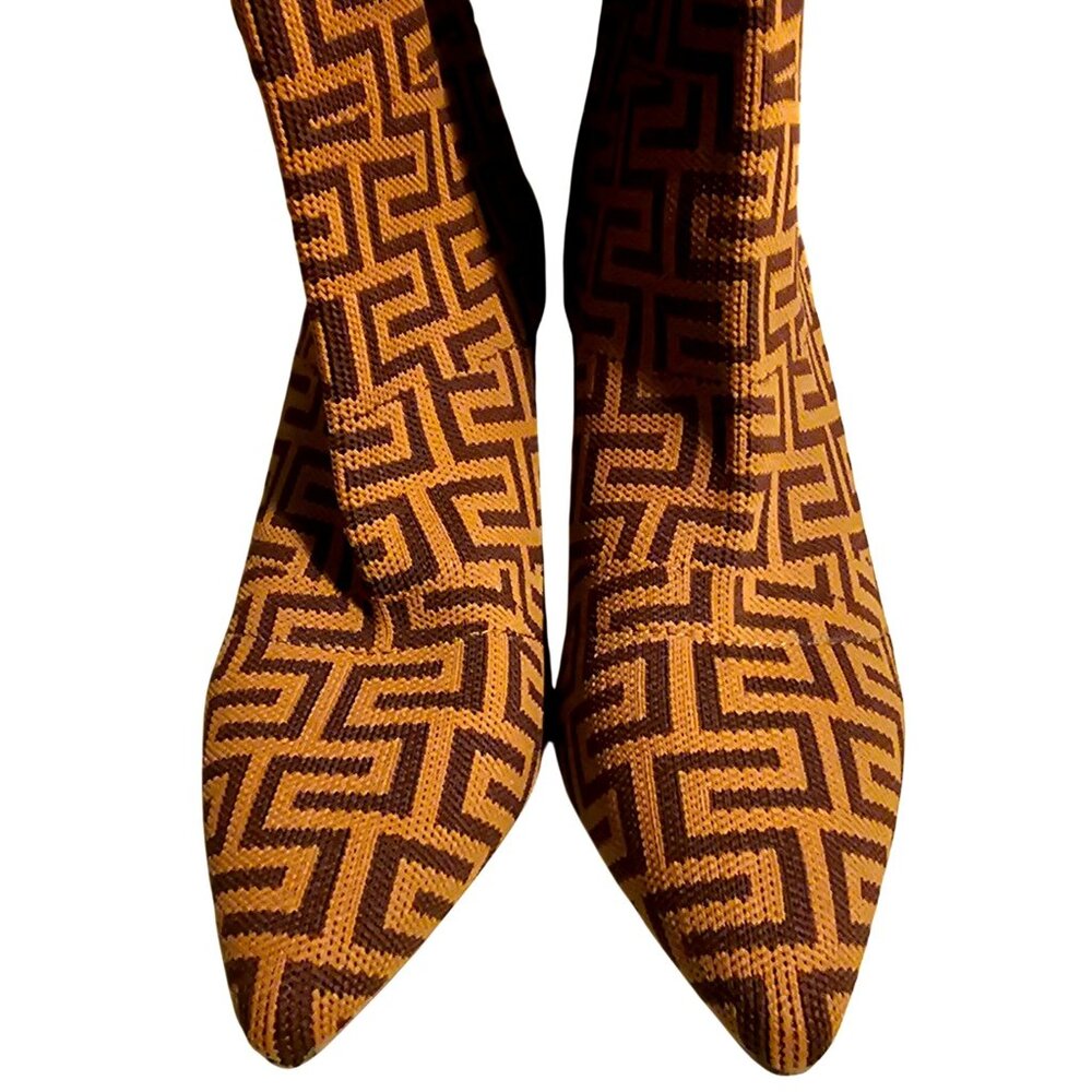 CATHERINE Catherine Malandrino Geometric Patterned Knit Stiletto Sock Boots Wome - Picture 3 of 10